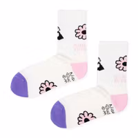 Nordic Buddies Little My's Flower Women’s Retro Socks - White, Lilac and Light Pink