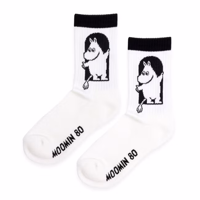 Nordic Buddies Moomin80 Retro Sokken voor Dames - Wit/Zwart