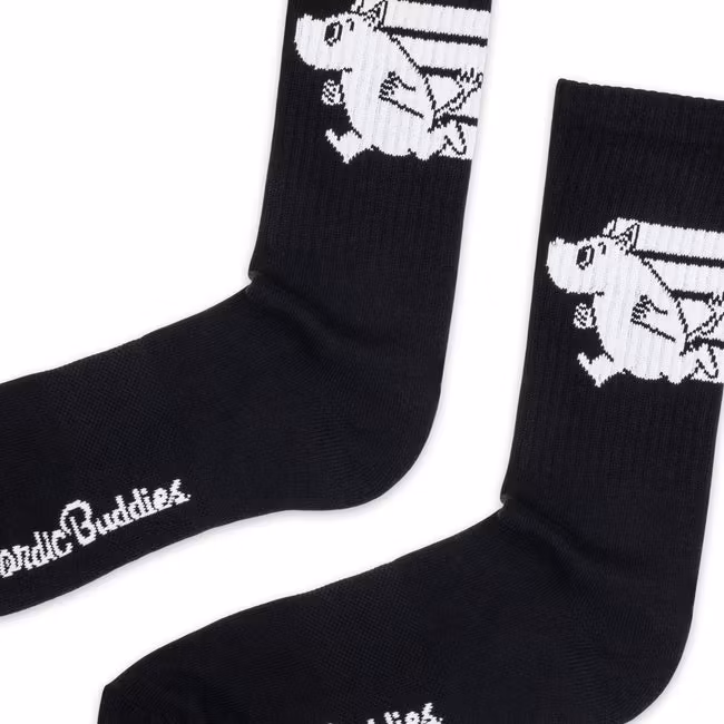 Nordic Buddies Moomintroll Active Crew Womens's Socks - Black/White