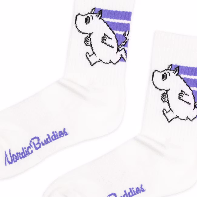 Nordic Buddies Moomintroll Active Crew Women's Socks - White/Lilac
