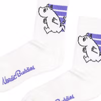 Nordic Buddies Moomintroll Active Crew Women's Socks - White/Lilac