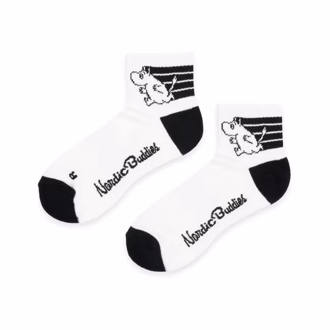 Nordic Buddies Moomintroll Active Women's Ankle Socks - White/Black