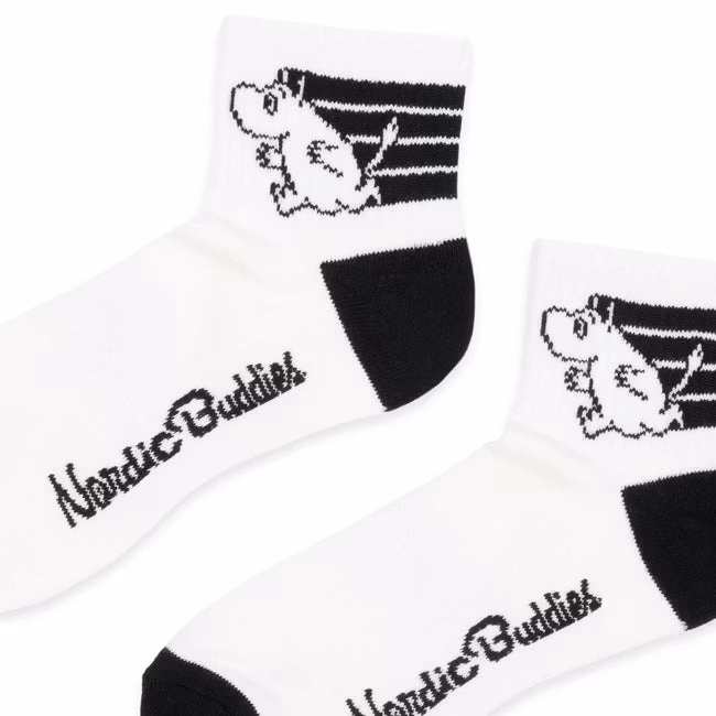 Nordic Buddies Moomintroll Active Women's Ankle Socks - White/Black