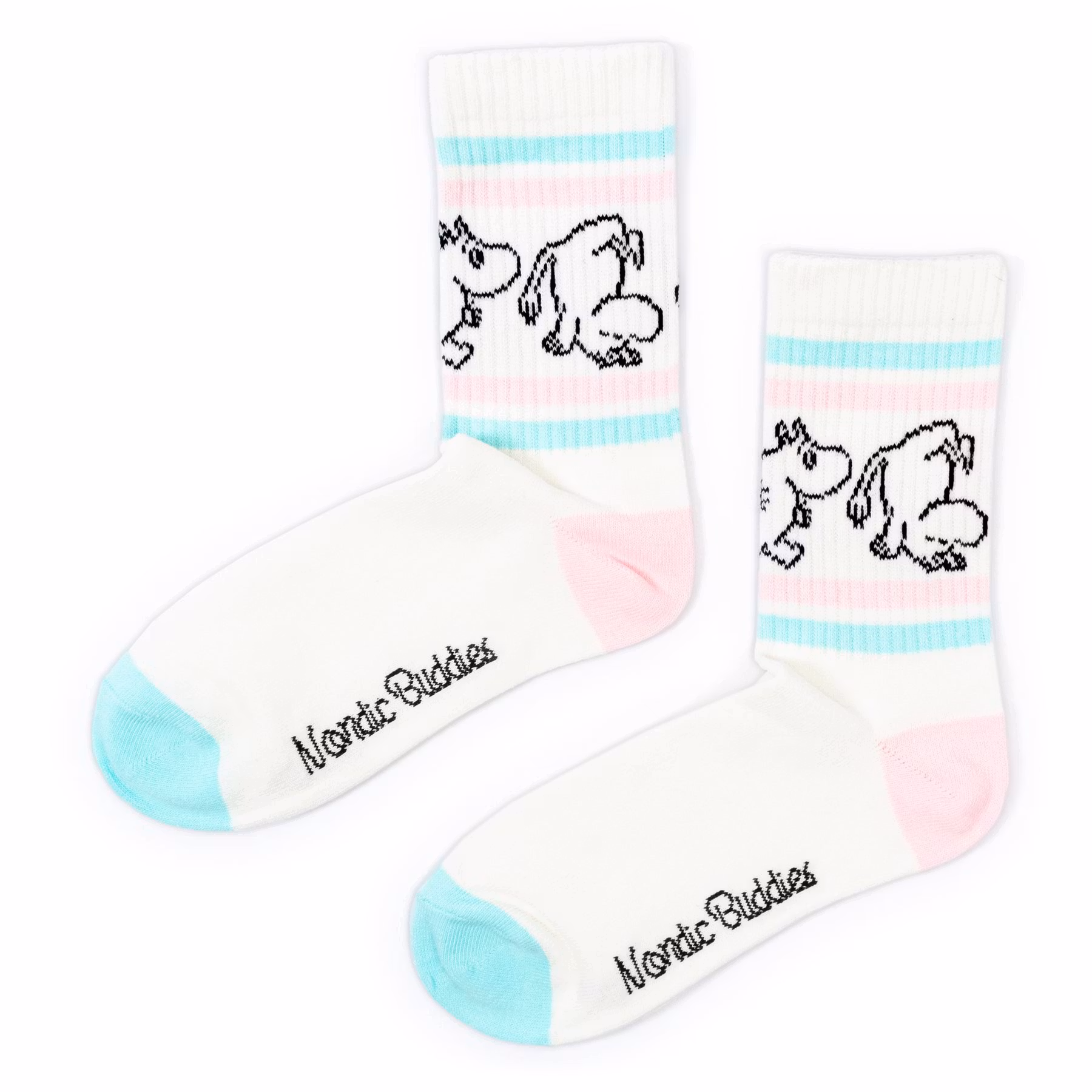 Nordic Buddies Moomintroll Women's Retro Socks - White, Mint and Light Pink