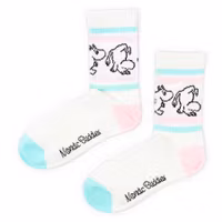 Nordic Buddies Moomintroll Women's Retro Socks - White, Mint and Light Pink