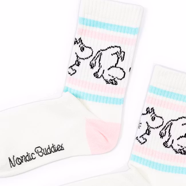 Nordic Buddies Moomintroll Women's Retro Socks - White, Mint and Light Pink