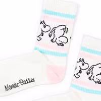 Nordic Buddies Moomintroll Women's Retro Socks - White, Mint and Light Pink