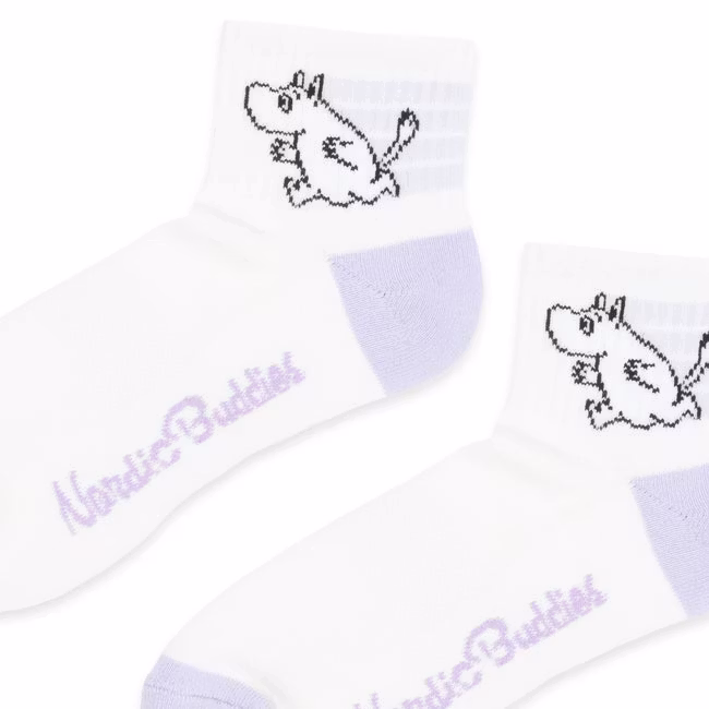 Nordic Buddies Moomintroll Active Women's Ankle Socks - White/Lilac
