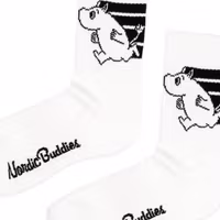Nordic Buddies Moomintroll Active Crew Womens's Socks, White/Black