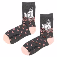 Nordic Buddies Snorkmaiden Reading Women's Socks - Grey & Pink