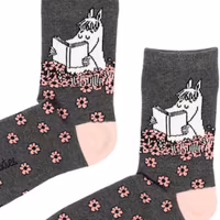 Nordic Buddies Snorkmaiden Reading Women's Socks - Grey & Pink