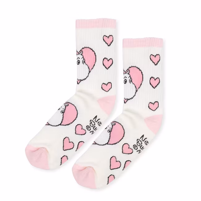 Nordic Buddies Moomintroll Love Women's Retro Socks - White & Pink