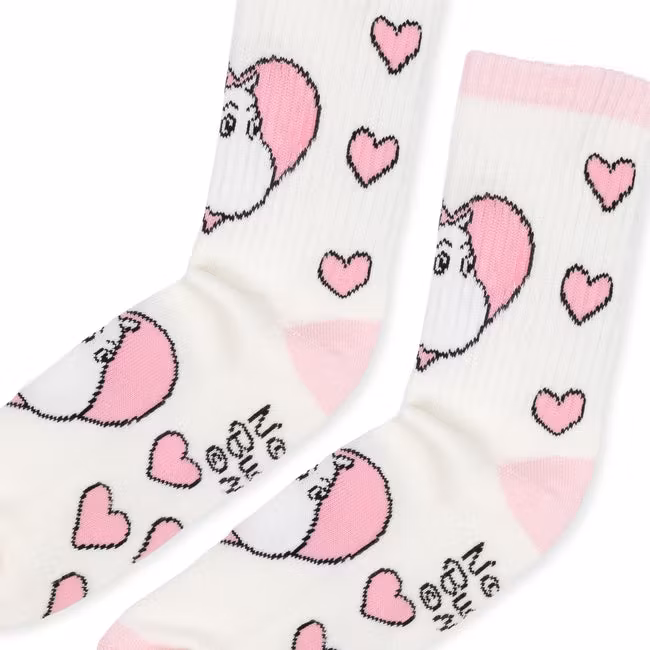 Nordic Buddies Moomintroll Love Women's Retro Socks - White & Pink