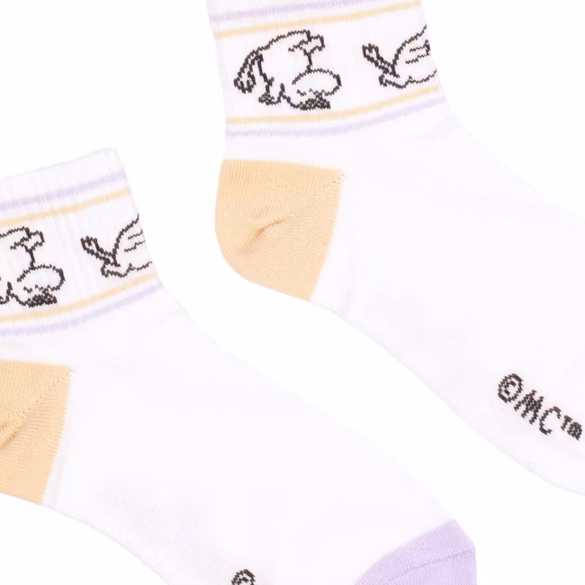 Nordic Buddies Moomintroll Women's Retro Ankle Socks - White, Lilac and Peach