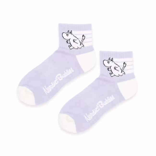 Nordic Buddies Moomintroll Active Women's Ankle Socks - Lilac/White