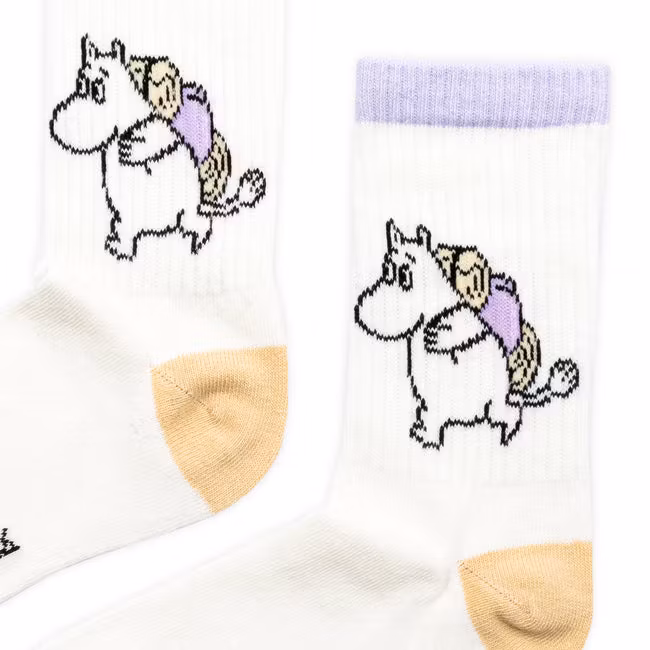Nordic Buddies Moomintroll Camping Women's Retro Socks - White, Yellow and Purple