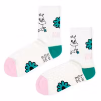 Nordic Buddies Moomintroll's Flower Women's Retro Socks - White, Light Pink, and Dark Green