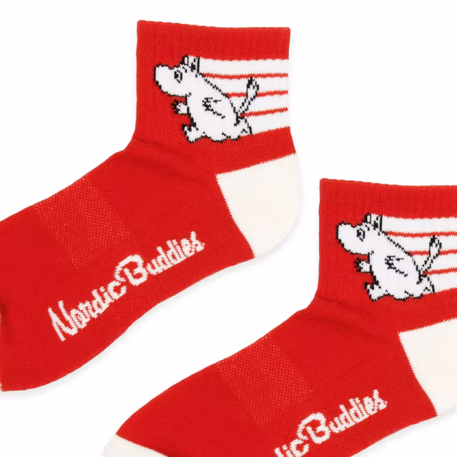 Nordic Buddies Moomintroll Active Women's Ankle Socks - Red