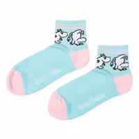 Nordic Buddies Moomintroll Women’s Retro Ankle Socks - Pastel Mint and Light Pink