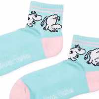 Nordic Buddies Moomintroll Women’s Retro Ankle Socks - Pastel Mint and Light Pink
