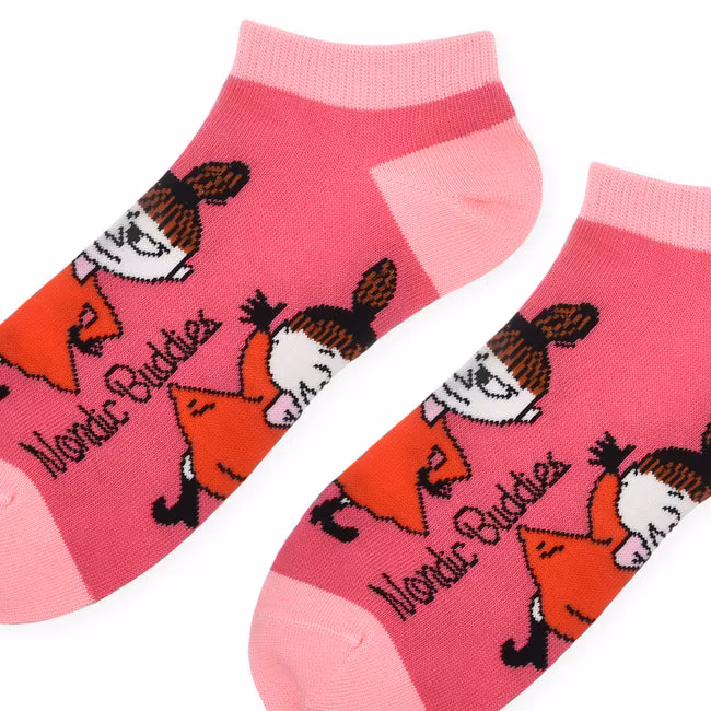 Nordic Buddies Little My Dancing Women´s Ankle Socks - Raspberry Pink and Pink