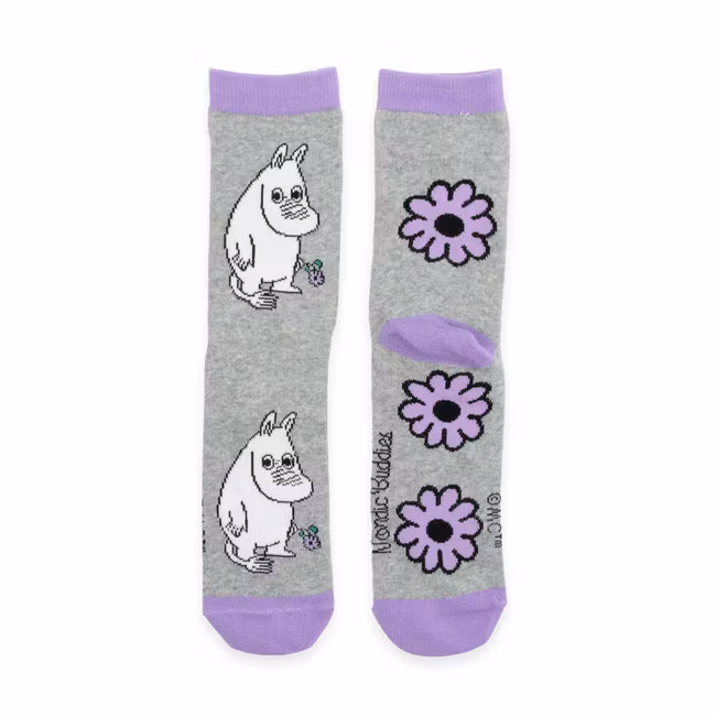 Nordic Buddies Moomintroll Flower Damessokken - Grijs