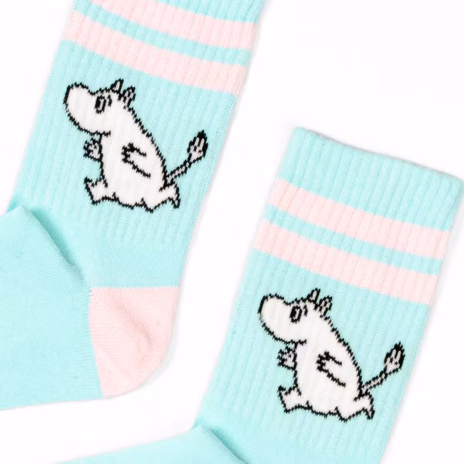Nordic Buddies Moomintroll Women's Retro Socks - Light Blue and Pink