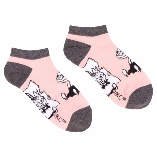 Nordic Buddies Little My Pranking Women's Ankle Socks - Pink and Grey