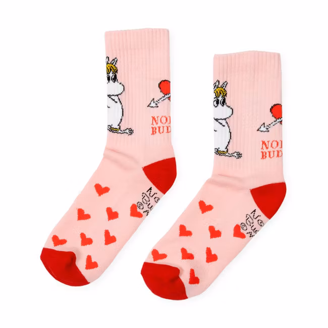 Nordic Buddies Snorkmaiden's Heart Women's Retro Socks - Light Pink and Red