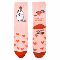 Nordic Buddies Snorkmaiden's Heart Women's Retro Socks - Light Pink and Red