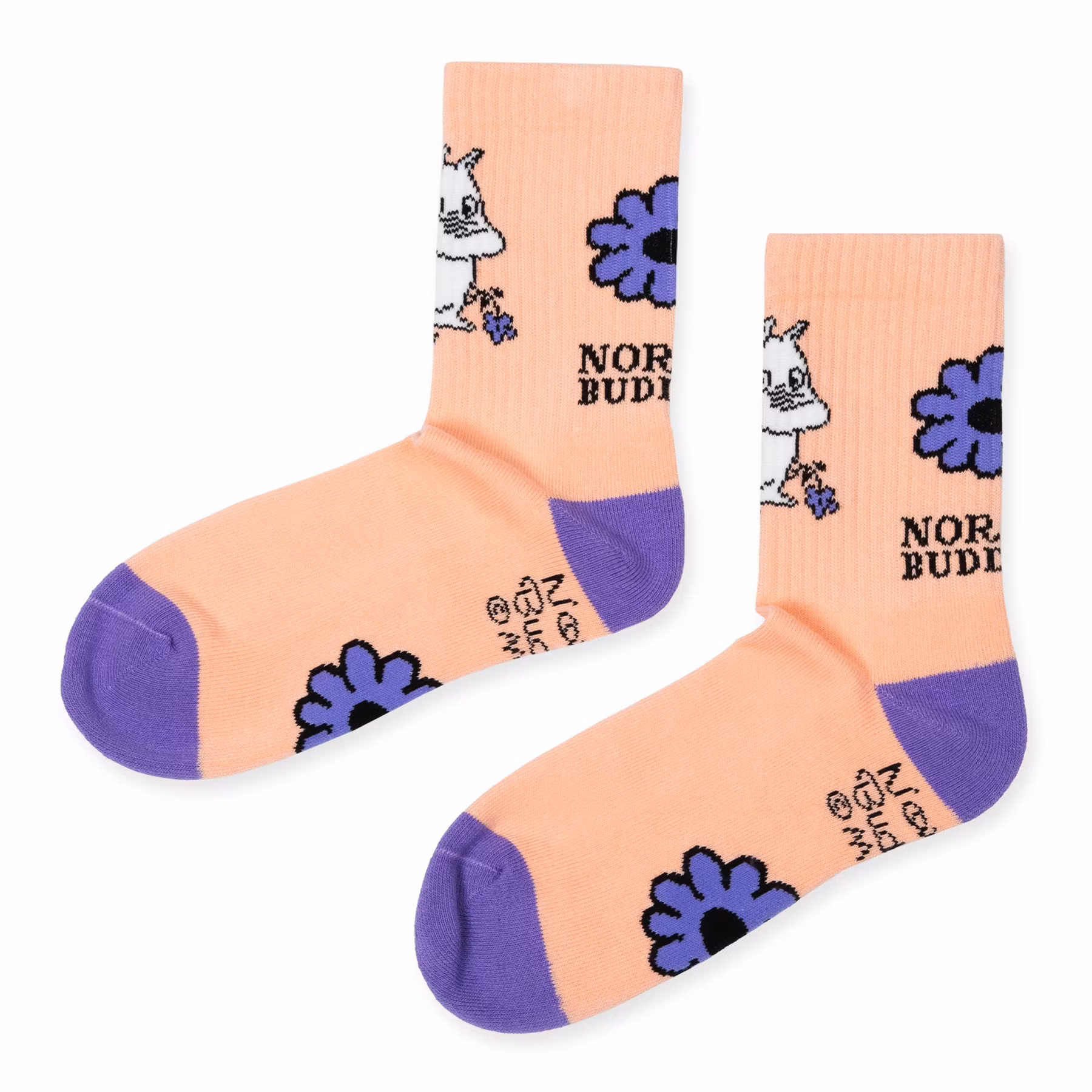 Nordic Buddies Moomintroll's Flower Women's Retro Socks - Pastel Peach and Lilac