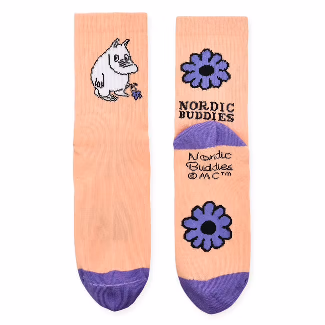 Nordic Buddies Moomintroll's Flower Women's Retro Socks - Pastel Peach and Lilac