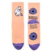 Nordic Buddies Moomintroll's Flower Women's Retro Socks - Pastel Peach and Lilac