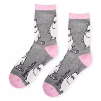 Nordic Buddies Moomintroll's Temper Women's Socks - Grey and Light Pink