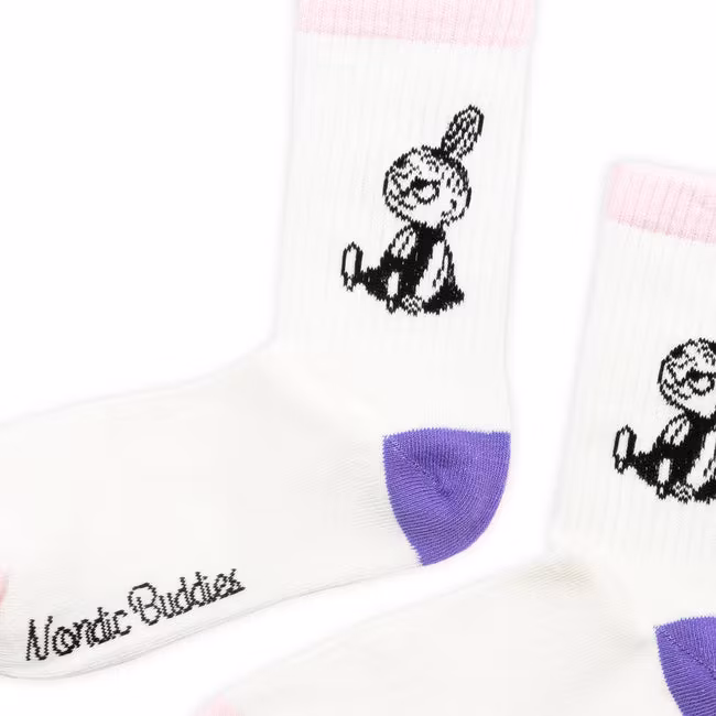 Nordic Buddies Little My Pranking Women's Retro Socks - White, Pink and Purple
