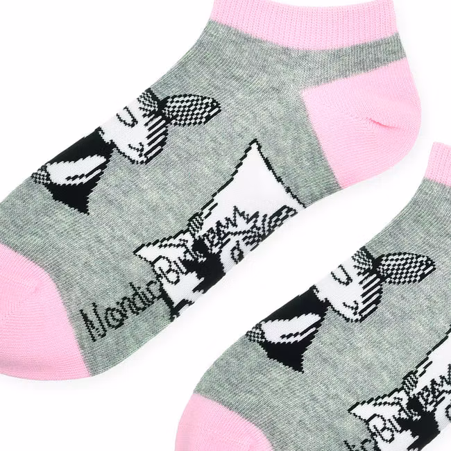 Nordic Buddies Little My Pranking Women´s Ankle Socks - Grey and Icy Pink