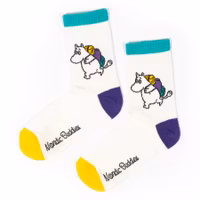 Nordic Buddies Moomintroll Camping Women's Retro Socks - White, Mint, Purple, Yellow