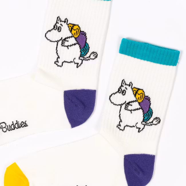 Nordic Buddies Moomintroll Camping Women's Retro Socks - White, Mint, Purple, Yellow