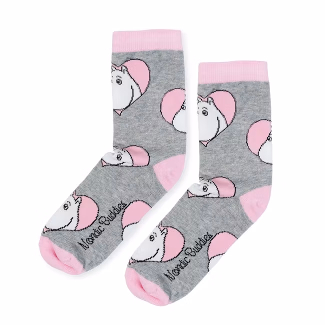 Nordic Buddies Moomintroll Love Women's Socks - Grey & Pink
