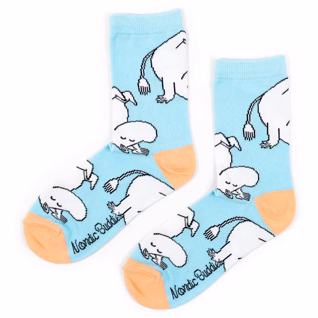 Nordic Buddies Moomintroll Happiness Women's Socks - Light blue and Peach