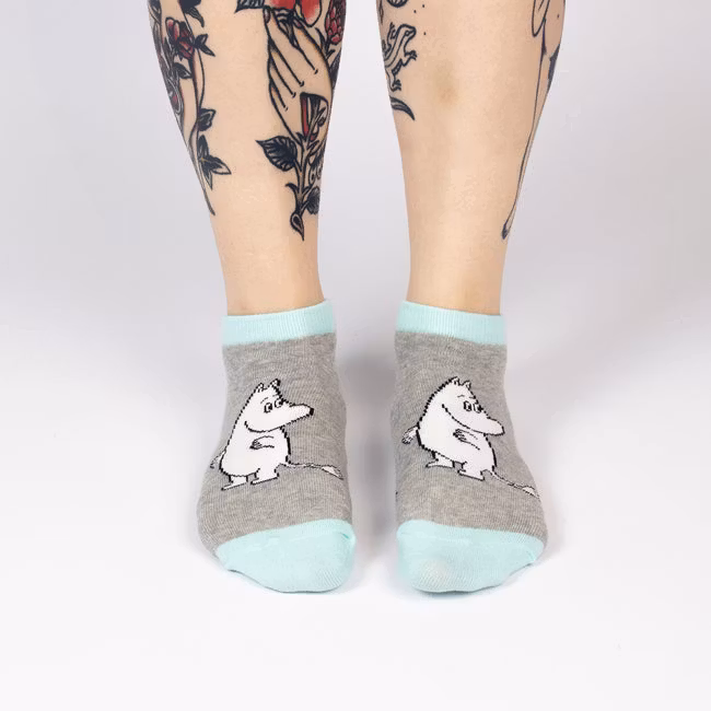 Nordic Buddies Mumintroll Damen-Söckchen – Grau, Blau und Weiß
