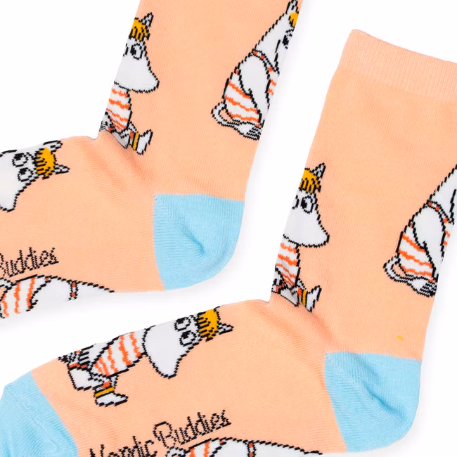 Nordic Buddies Snorkmaiden at the Beach Women's Socks - Peach and Blue