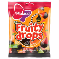 Malaco Fruity Drops Fruity & Licorice - 170g
