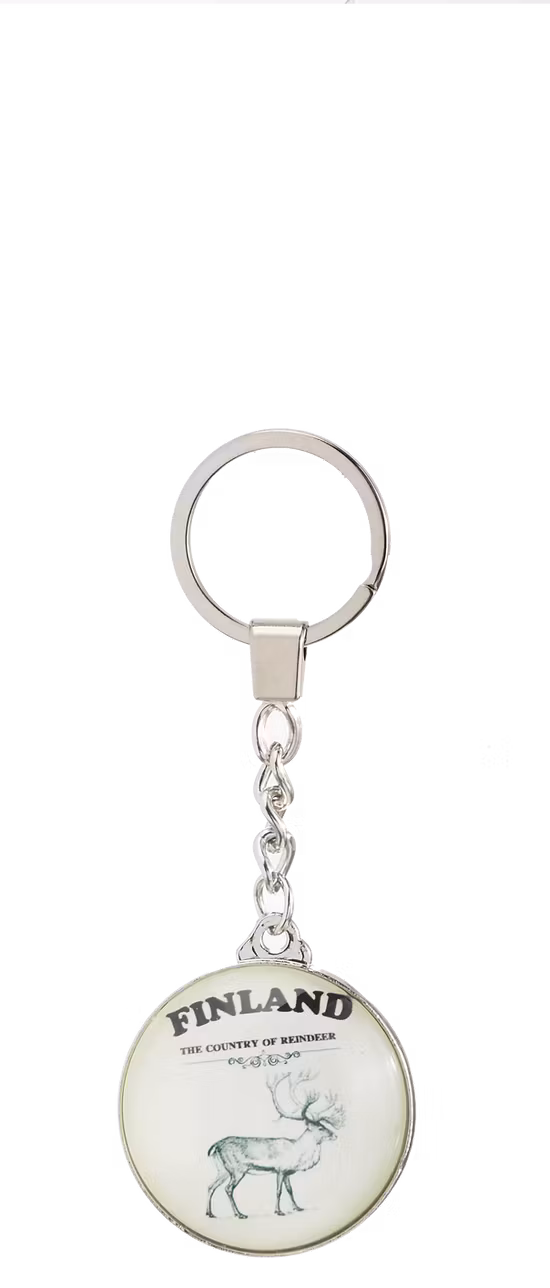 Robin Ruth Round Glass Key Holder - Finland Reindeer