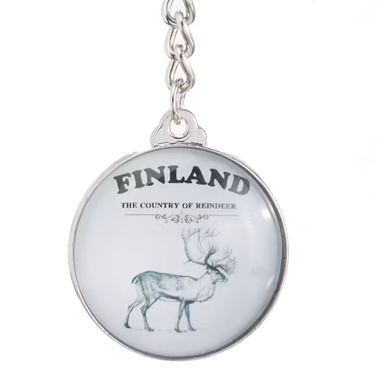 Robin Ruth Round Glass Key Holder - Finland Reindeer