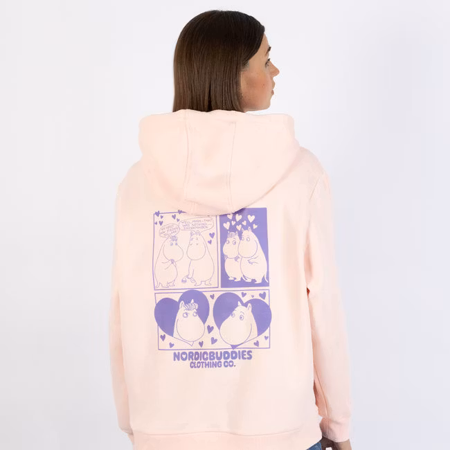 Sweat à capuche NordicBuddies Moomin Love pour femme - Rose