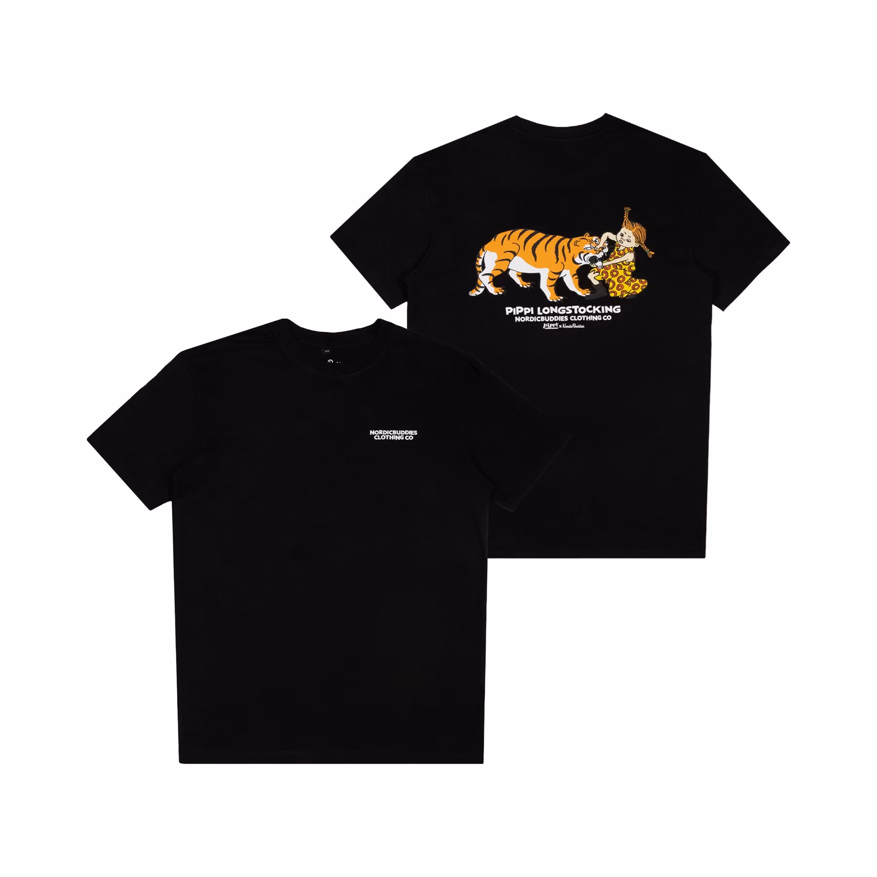 NordicBuddies Pippi And The Tiger T-Shirt, Black