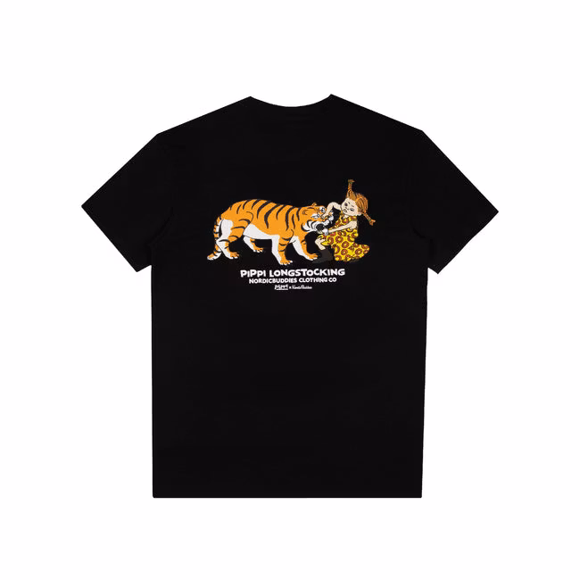 NordicBuddies Pippi And The Tiger T-Shirt, Black