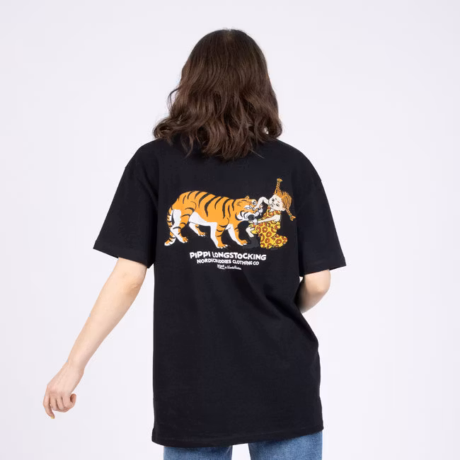 NordicBuddies Pippi And The Tiger T-Shirt, Black
