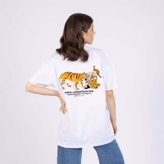 NordicBuddies Pippi And The Tiger T-Shirt, White